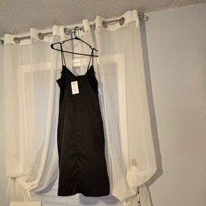 Elegant “The Limited” Satin Black Midi Dress